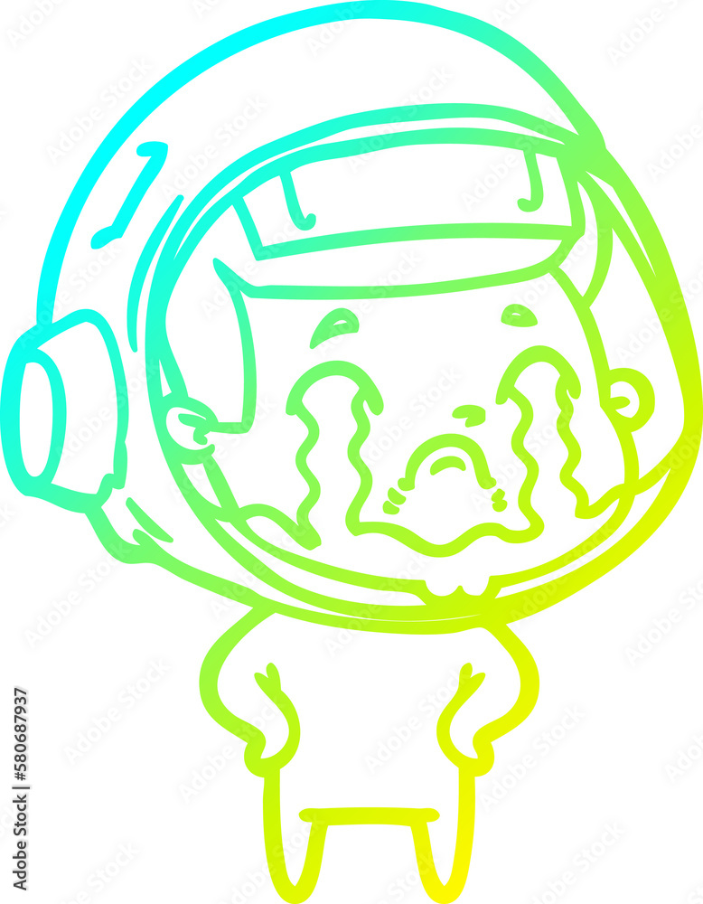 cold gradient line drawing cartoon crying astronaut cold gradient line drawing cartoon crying astronaut