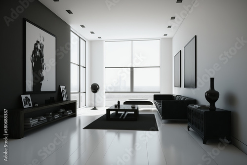modern living room with black and white colours