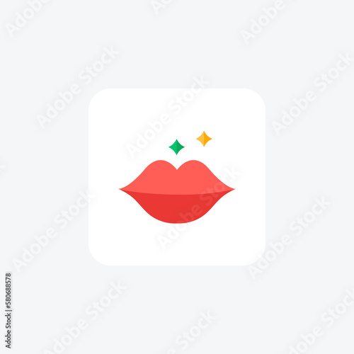 Lips, lip care fully editable vector fill icon

