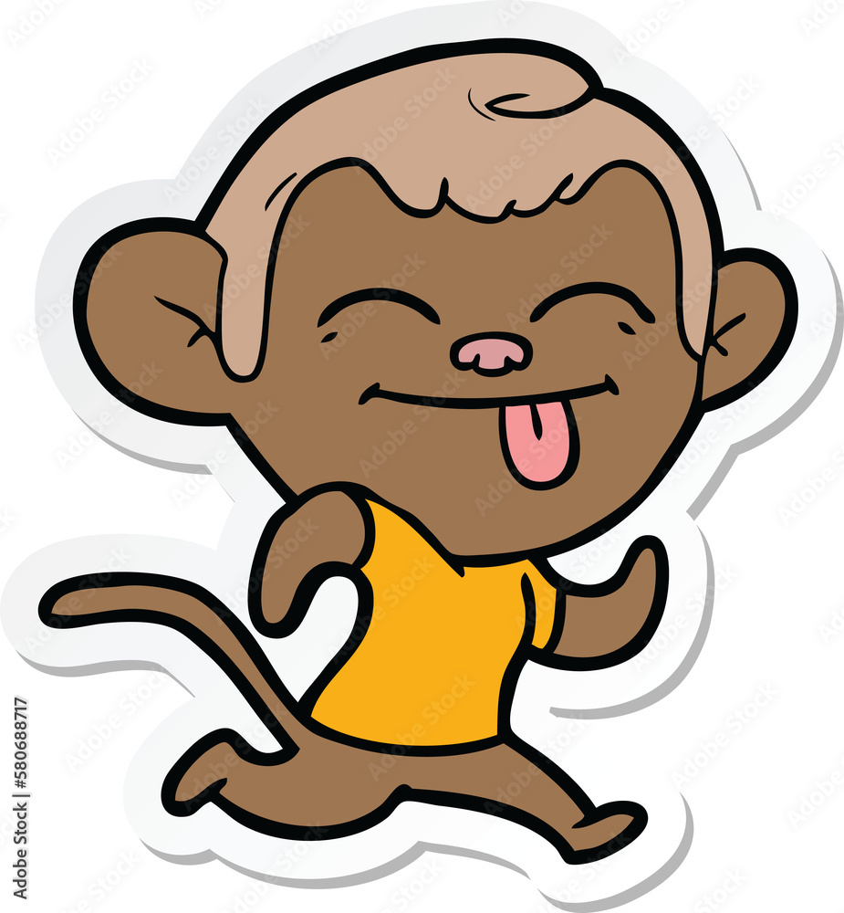sticker of a funny cartoon monkey sticker of a funny cartoon monkey