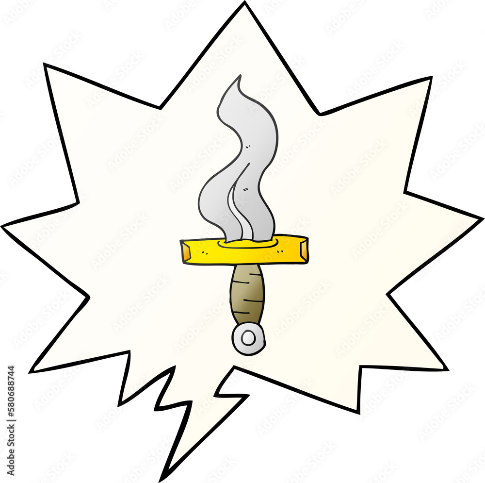 cartoon dagger and speech bubble in smooth gradient style cartoon dagger and speech bubble in smooth gradient style