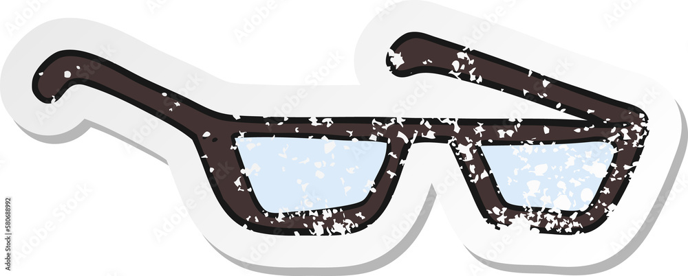 retro distressed sticker of a cartoon spectacles retro distressed sticker of a cartoon spectacles