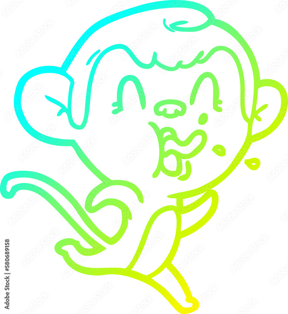 cold gradient line drawing crazy cartoon monkey cold gradient line drawing crazy cartoon monkey