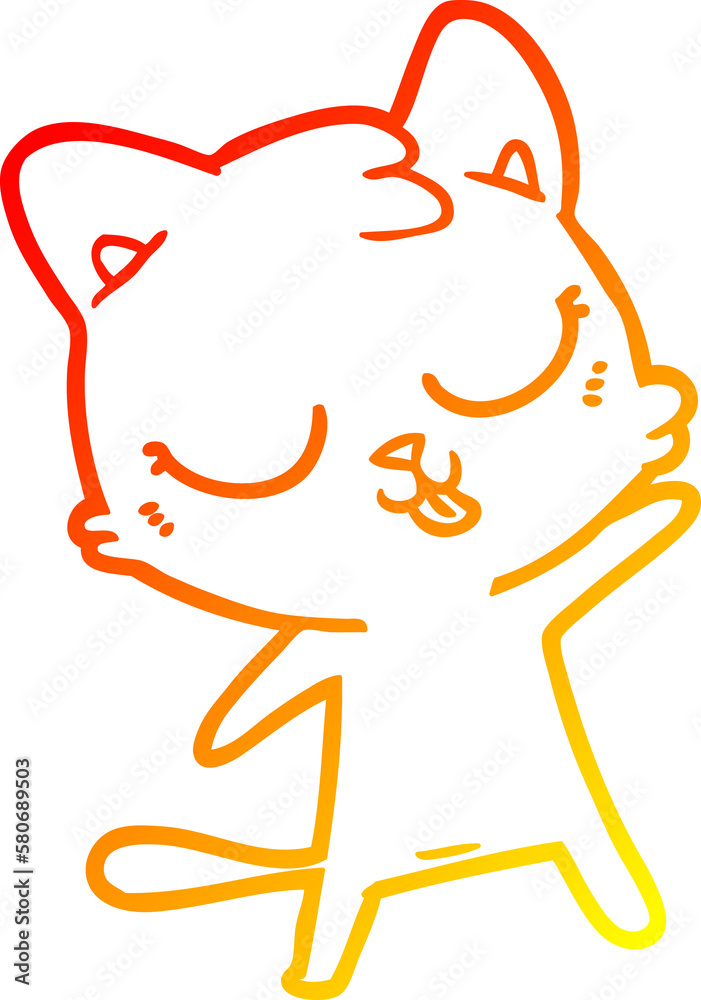 warm gradient line drawing cute cartoon cat warm gradient line drawing cute cartoon cat