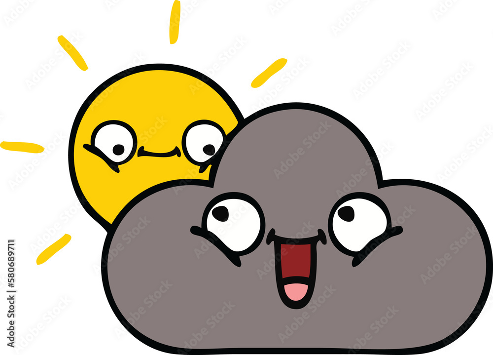 cute cartoon storm cloud and sun cute cartoon storm cloud and sun