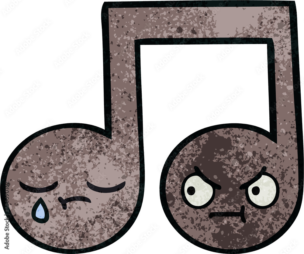 retro grunge texture cartoon musical note retro grunge texture cartoon musical note