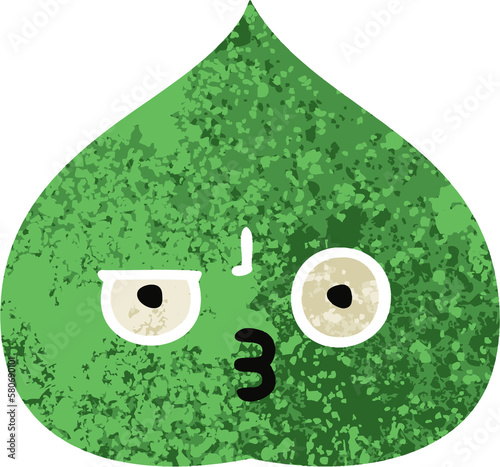 Canvastavla retro illustration style cartoon expressional leaf
