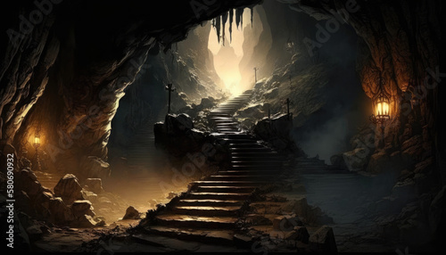 Dark staircase leading to unknown treasures