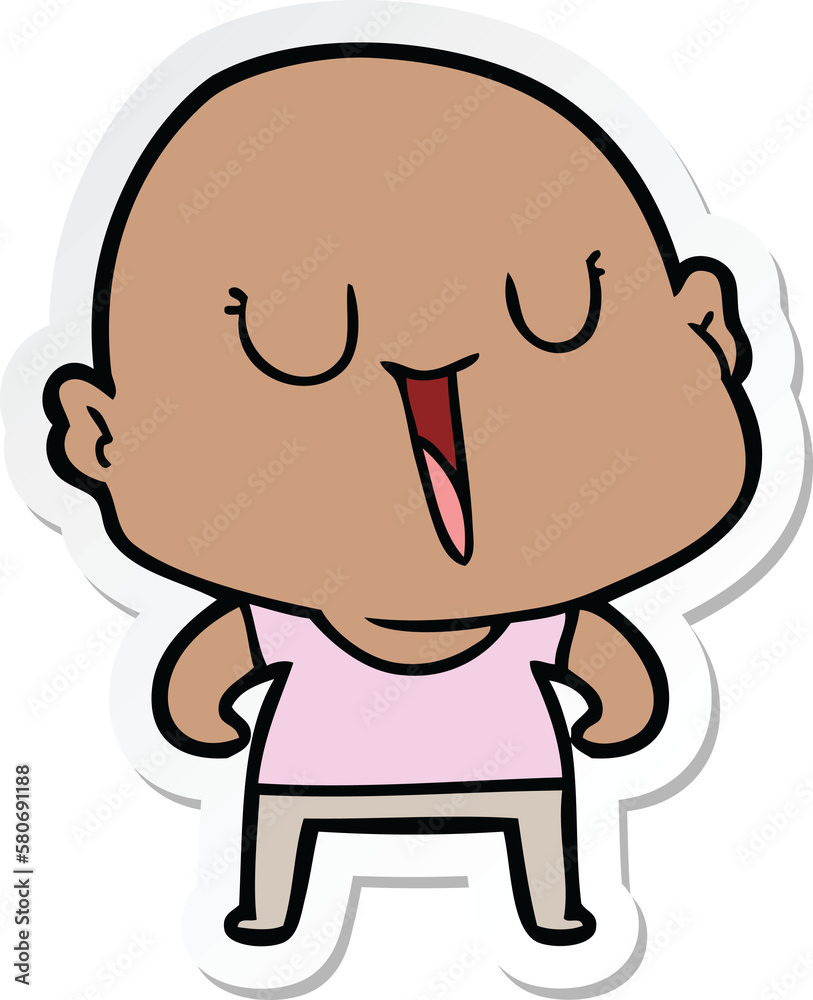 sticker of a happy cartoon bald man sticker of a happy cartoon bald man