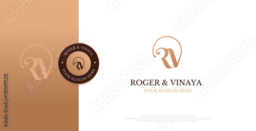 Initial RV Logo Design Vector 