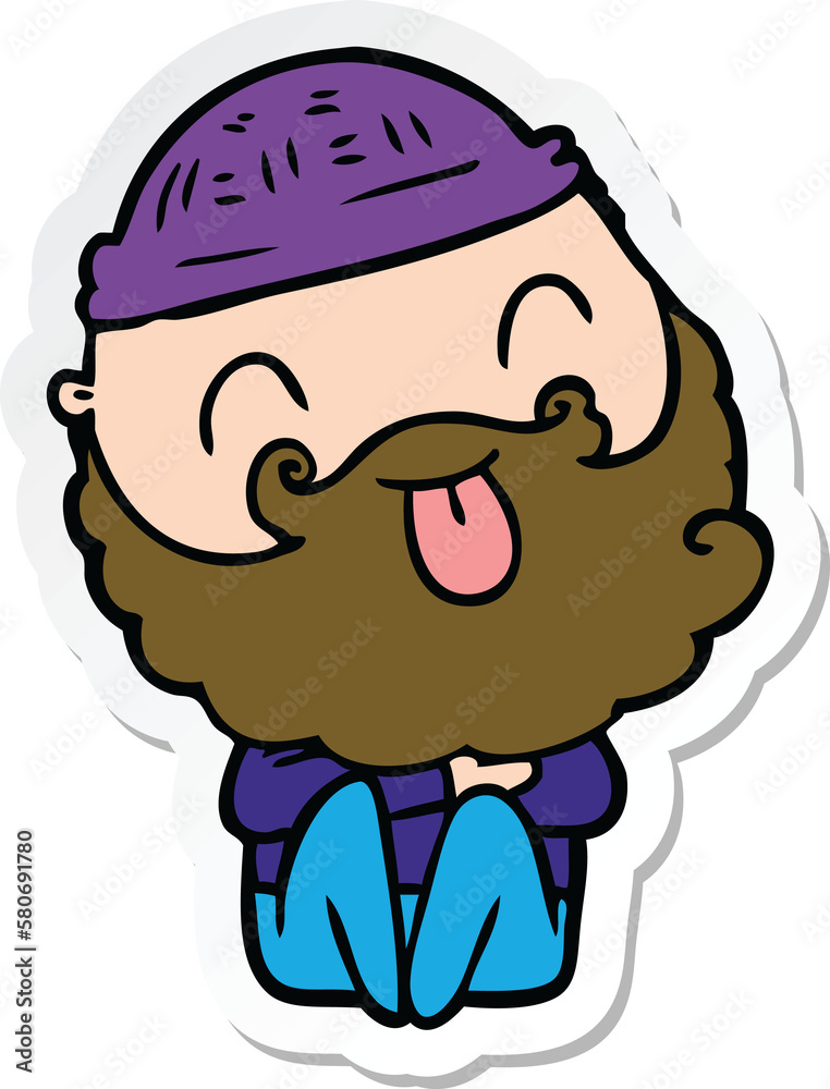 sticker of a man with beard sticking out tongue sticker of a man with beard sticking out tongue