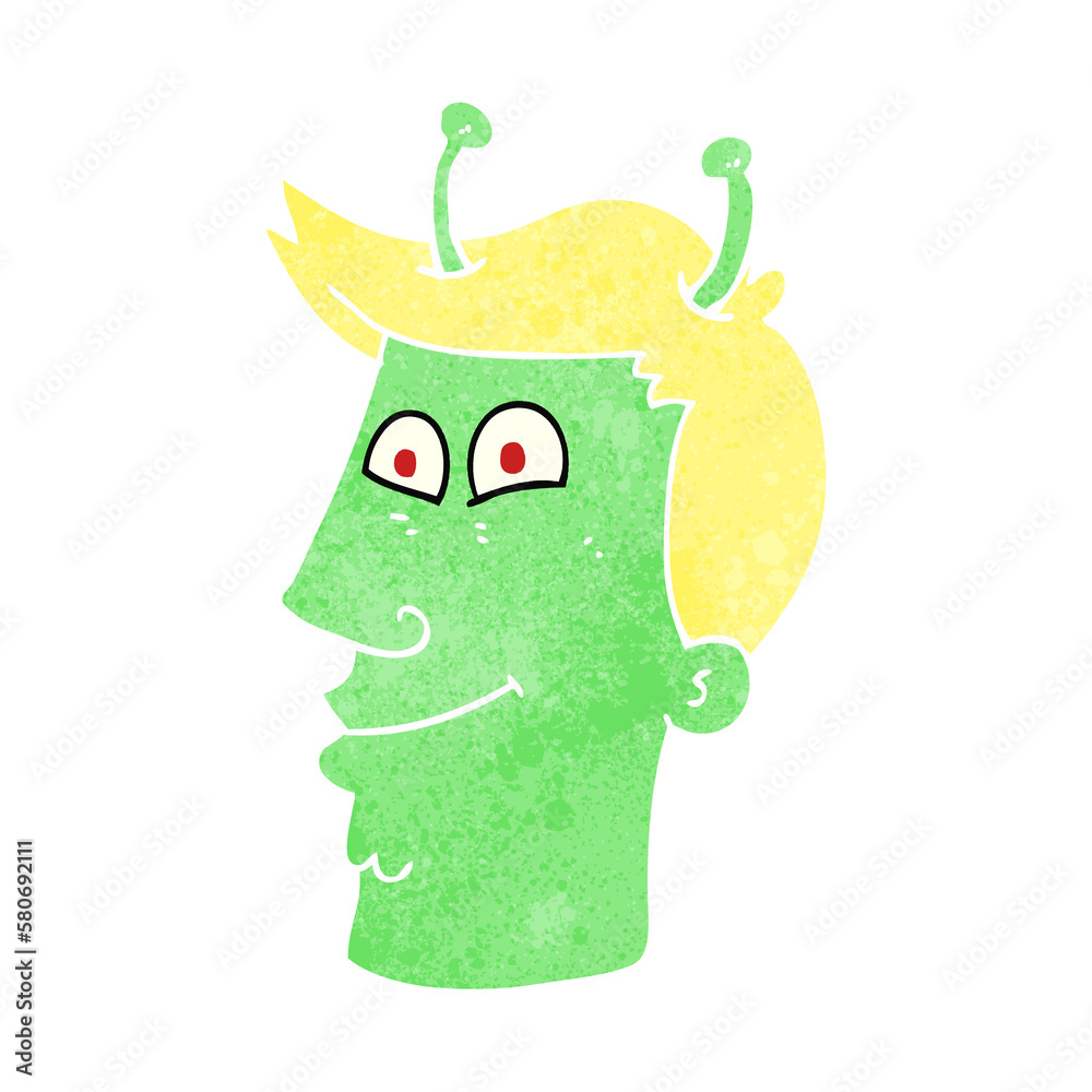 Naklejka premium retro cartoon alien man
