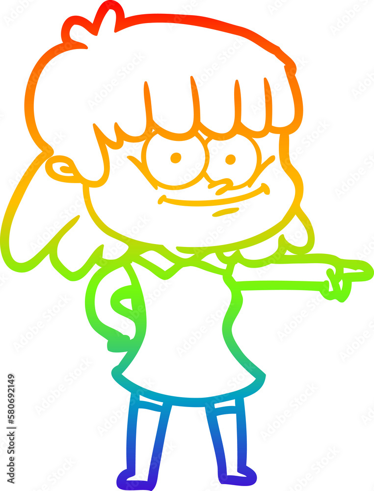 rainbow gradient line drawing cartoon girl smiling rainbow gradient line drawing cartoon girl smiling