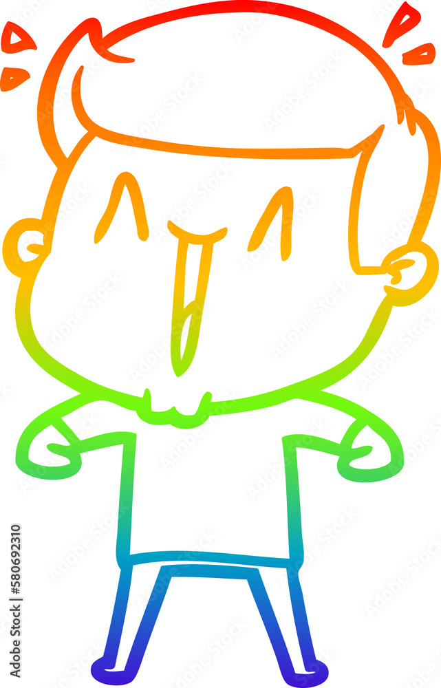 rainbow gradient line drawing cartoon excited man rainbow gradient line drawing cartoon excited man