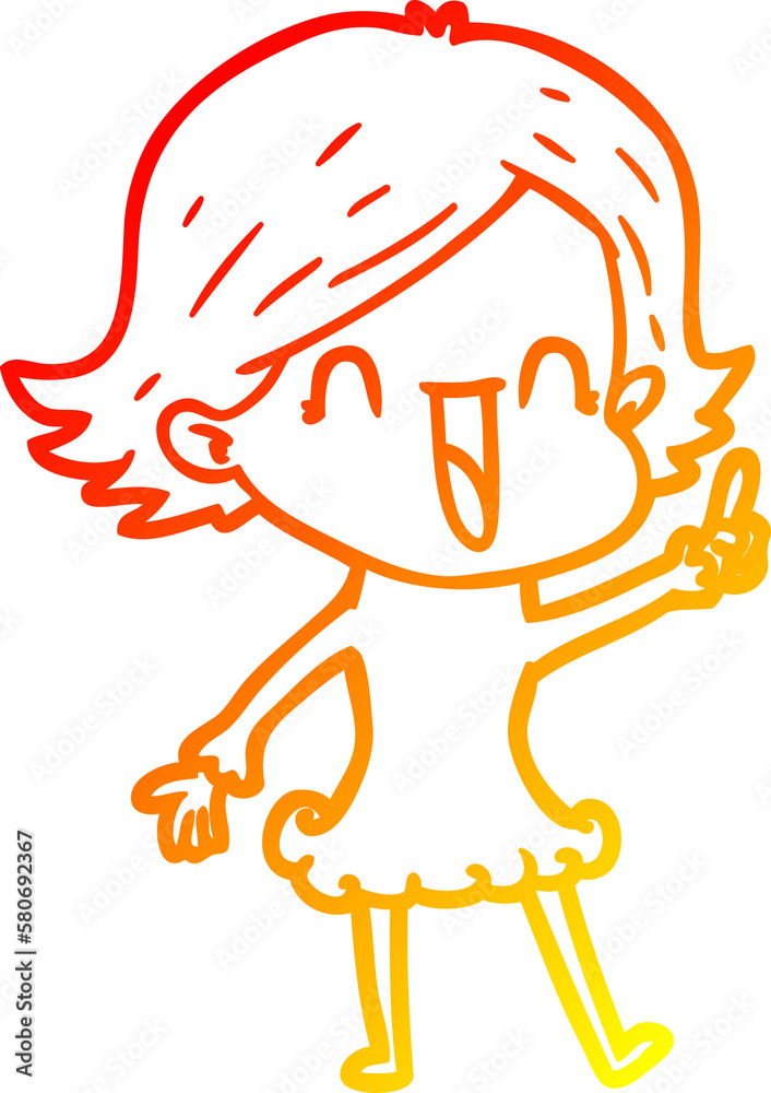 warm gradient line drawing cartoon happy woman warm gradient line drawing cartoon happy woman