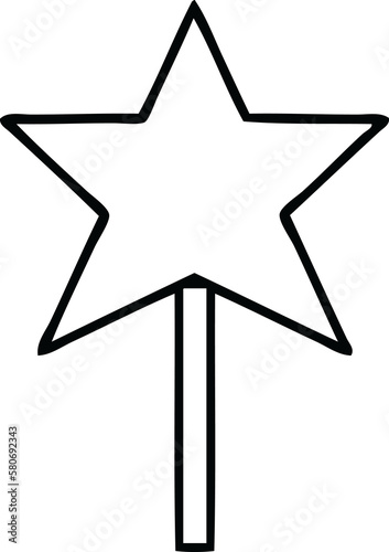 line drawing cartoon star wand