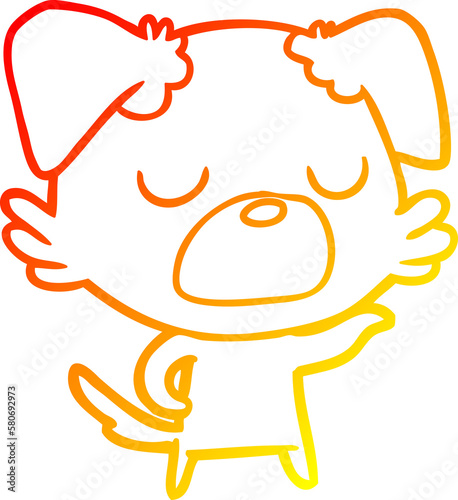 warm gradient line drawing cartoon dog