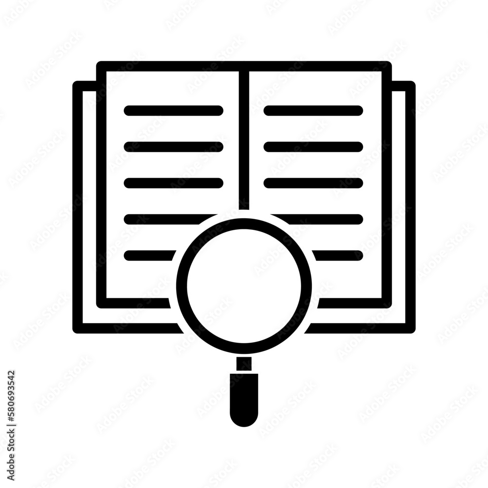 book with magnifying glass icon vector book with magnifying glass icon vector