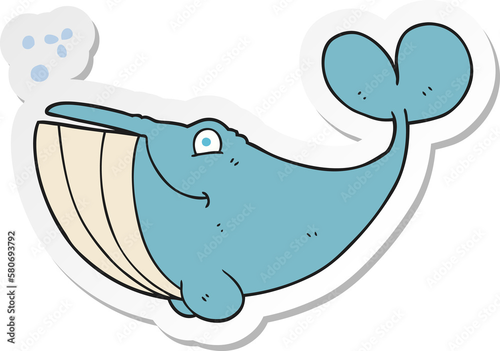 Fototapeta premium sticker of a cartoon whale