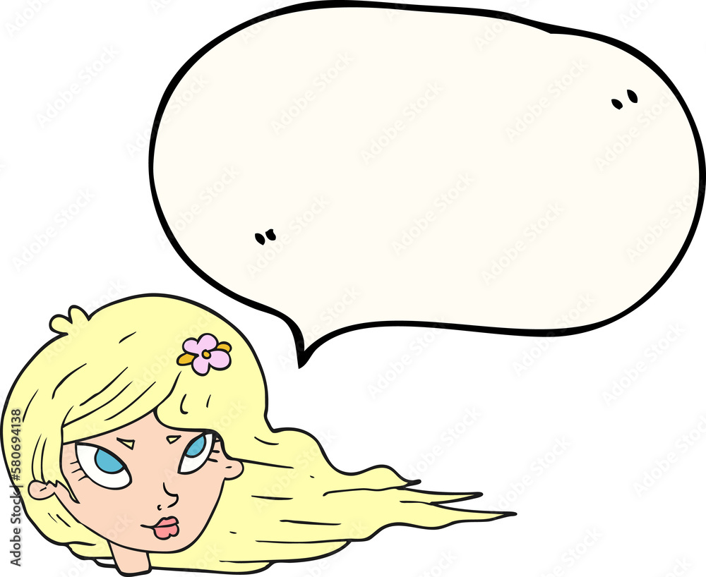 speech bubble cartoon woman with blowing hair speech bubble cartoon woman with blowing hair