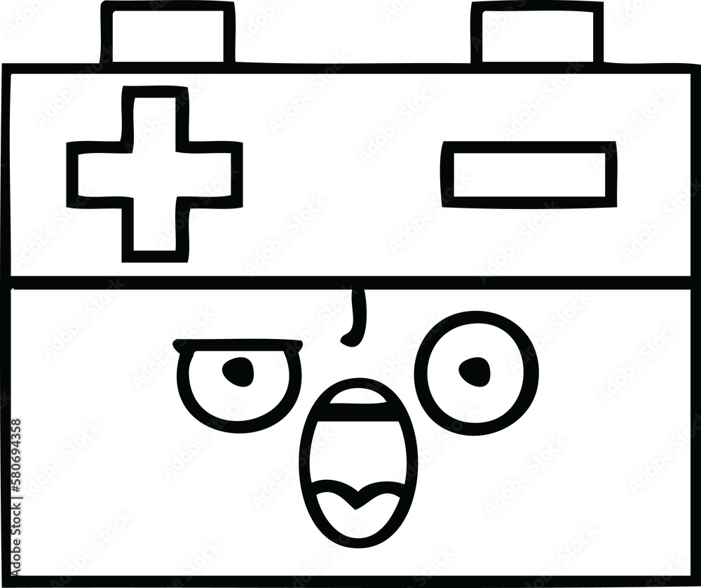 Obraz premium line drawing cartoon car battery