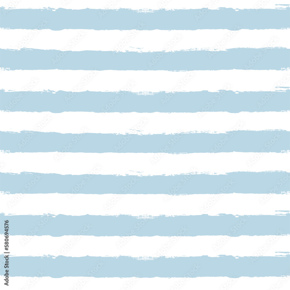 Fototapeta premium Watercolor stripes vector pattern, baby blue stripe seamless background, childish pastel brush strokes. marine grunge stripes, cute paintbrush line