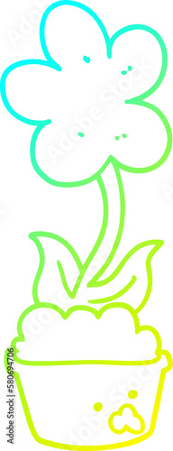 cold gradient line drawing cute cartoon flower