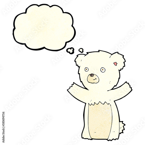 cartoon polar bear cub with thought bubble