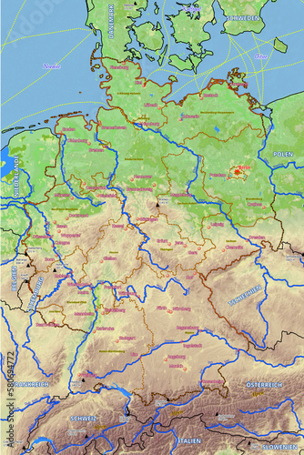 Geographische physische Karte von Deutschland photo