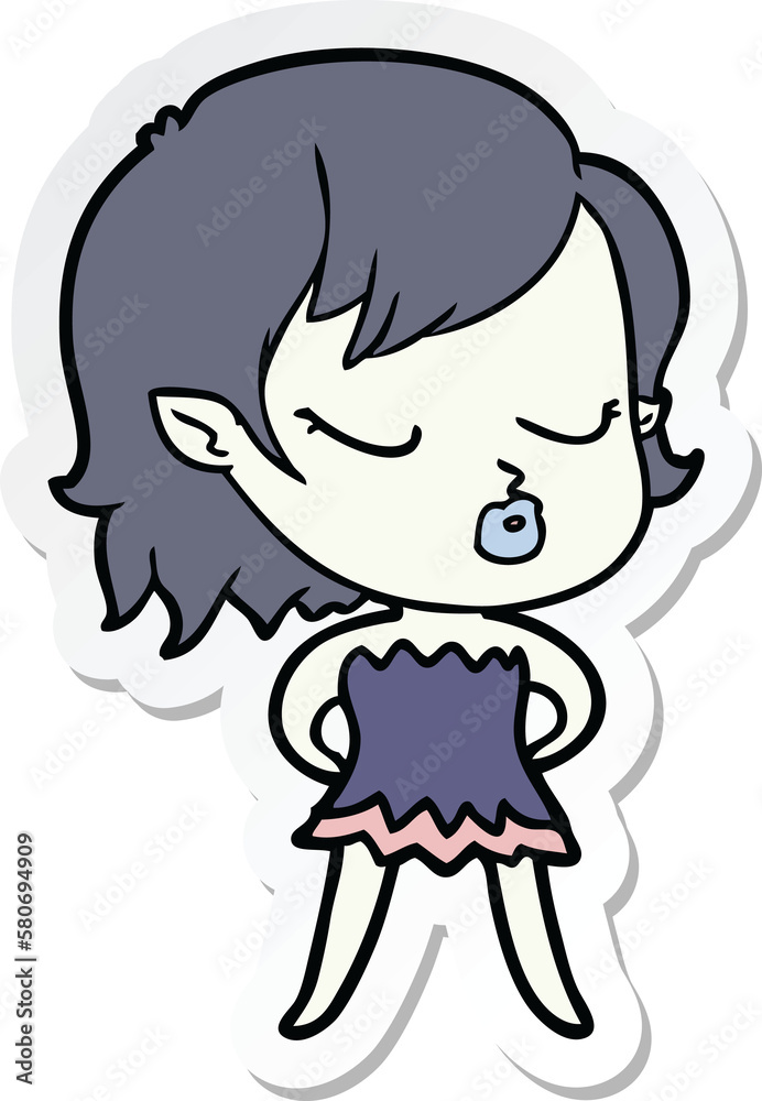 sticker of a cute cartoon vampire girl