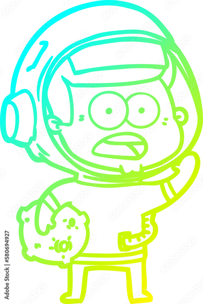 cold gradient line drawing cartoon surprised astronaut holding moon rock cold gradient line drawing cartoon surprised astronaut holding moon rock