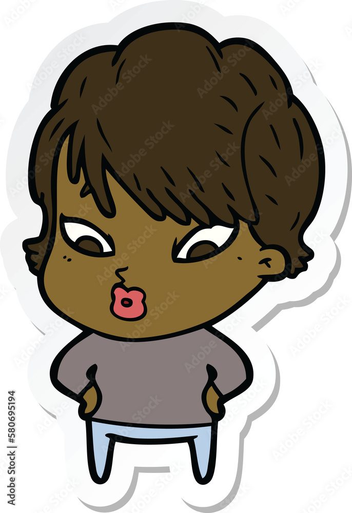 sticker of a cartoon woman sticker of a cartoon woman