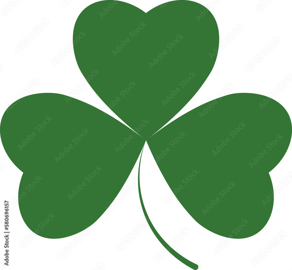 Clover icon, Patrick’s Day symbol, three leaf, PNG illustration