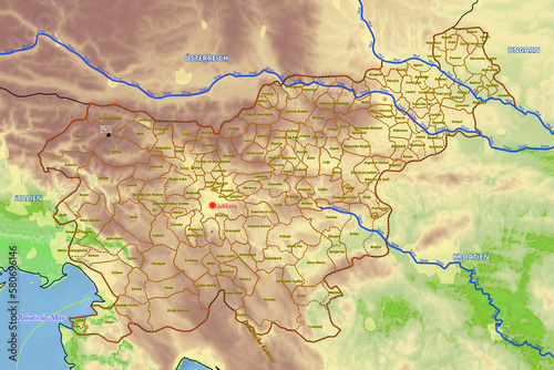 Geographische physische Karte von Slowenien photo