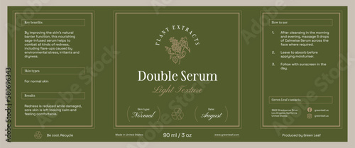 Abstract botanical vector cosmetics printable label design template for branding packaging design