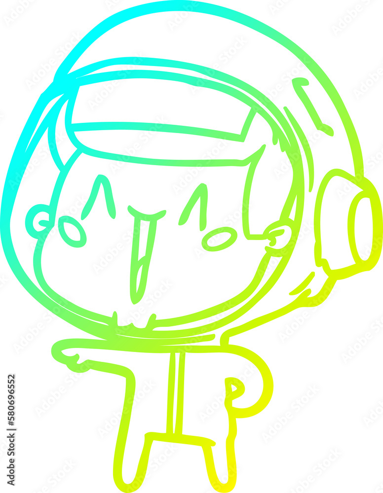 cold gradient line drawing happy cartoon astronaut pointing cold gradient line drawing happy cartoon astronaut pointing