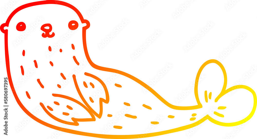 Obraz premium warm gradient line drawing cartoon seal
