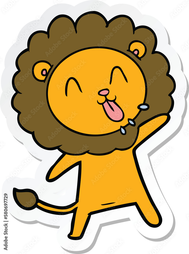 sticker of a happy cartoon lion sticker of a happy cartoon lion