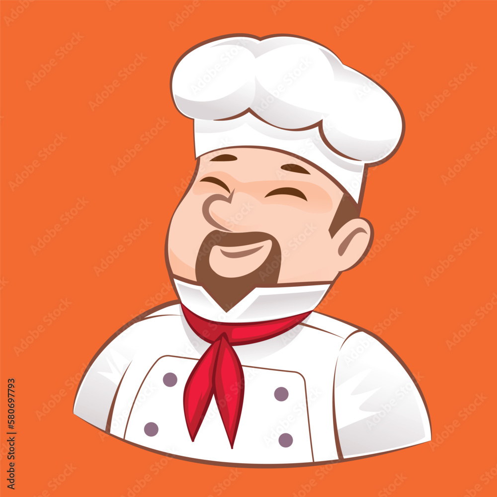 chef has a mustache cartoon character design for food products and restaurant service. chef has a mustache cartoon character design for food products and restaurant service.