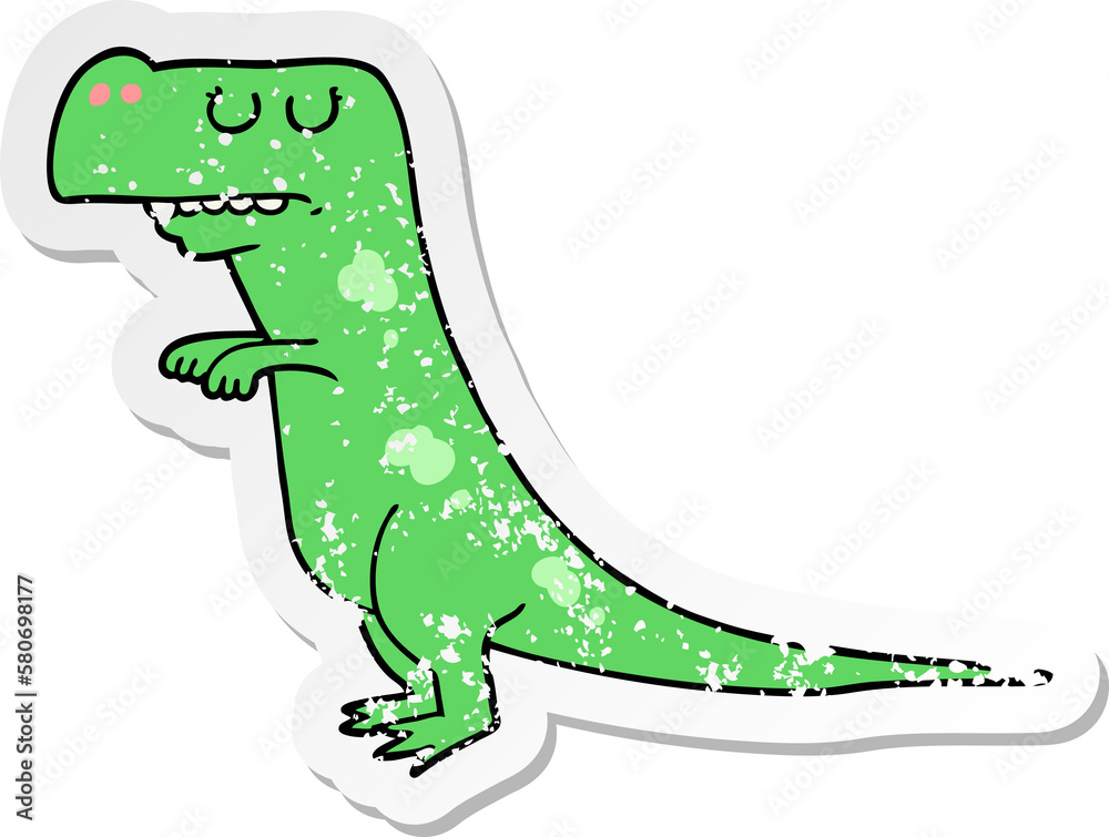Naklejka premium distressed sticker of a cartoon dinosaur