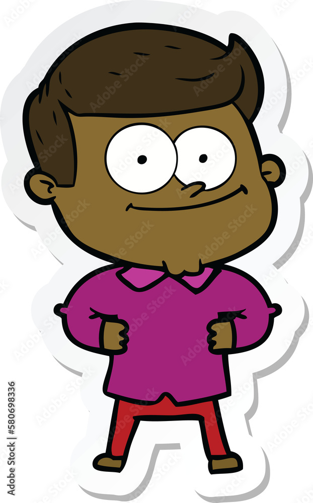 sticker of a cartoon happy man sticker of a cartoon happy man