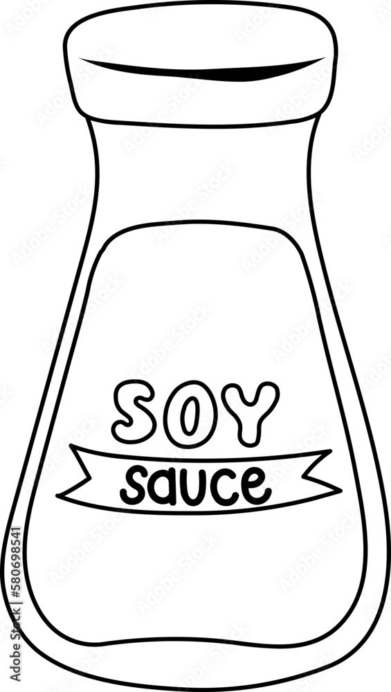 Doodle Soy Sauce Japanese Bottle Seasoning Line Illustration Doodle Soy Sauce Japanese Bottle Seasoning Line Illustration