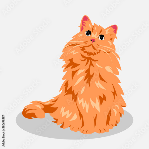 cute orange cat cartoon illustration. full body. pet, animal. for print, sticker, poster, and more.