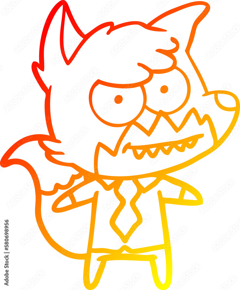 warm gradient line drawing cartoon grinning fox