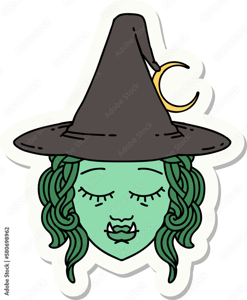 half orc witch character face sticker