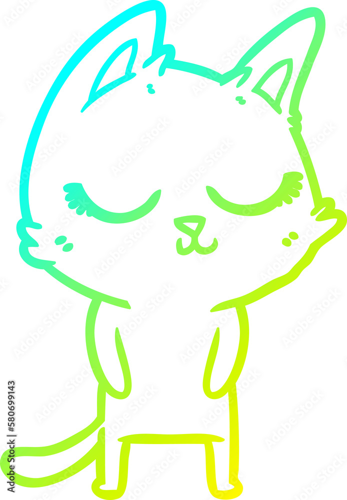 cold gradient line drawing calm cartoon cat cold gradient line drawing calm cartoon cat