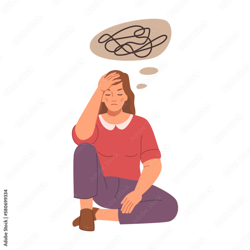 Worrying female character overthinking and having messed up feelings