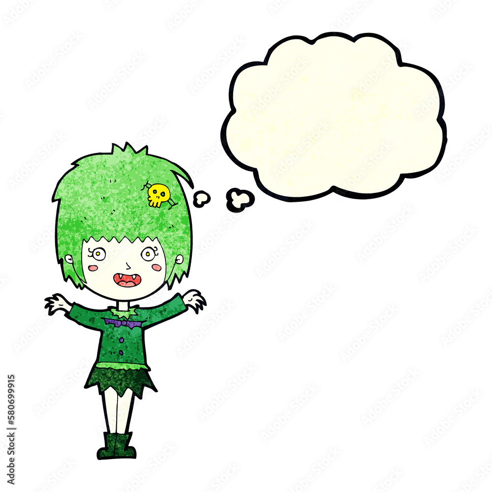cartoon happy vampire girl with thought bubble cartoon happy vampire girl with thought bubble