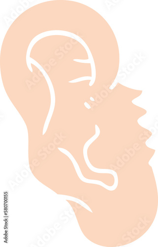 flat color illustration of a cartoon human ear