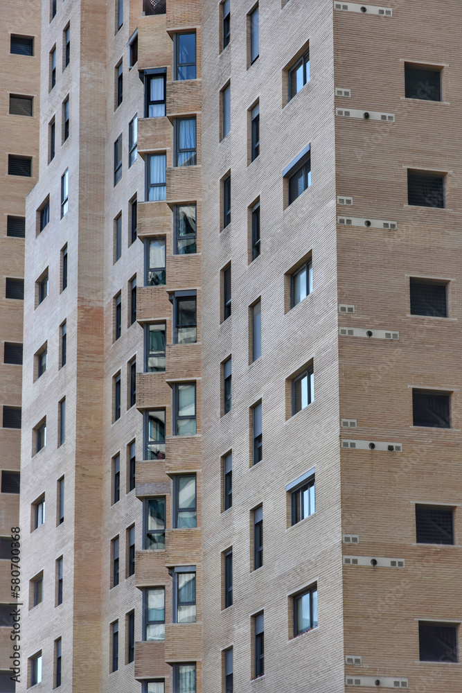 Low angle view of a modern apartment building in Valencia